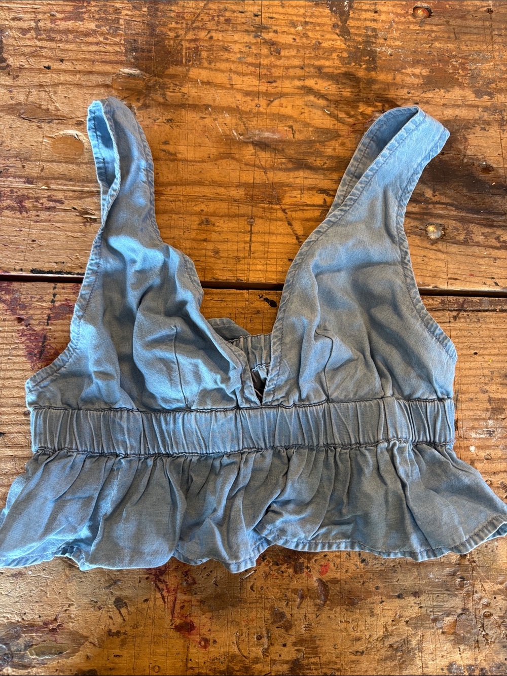 NWOT Aerie chambray blue denim halter top crop top elastic bikini festival boho